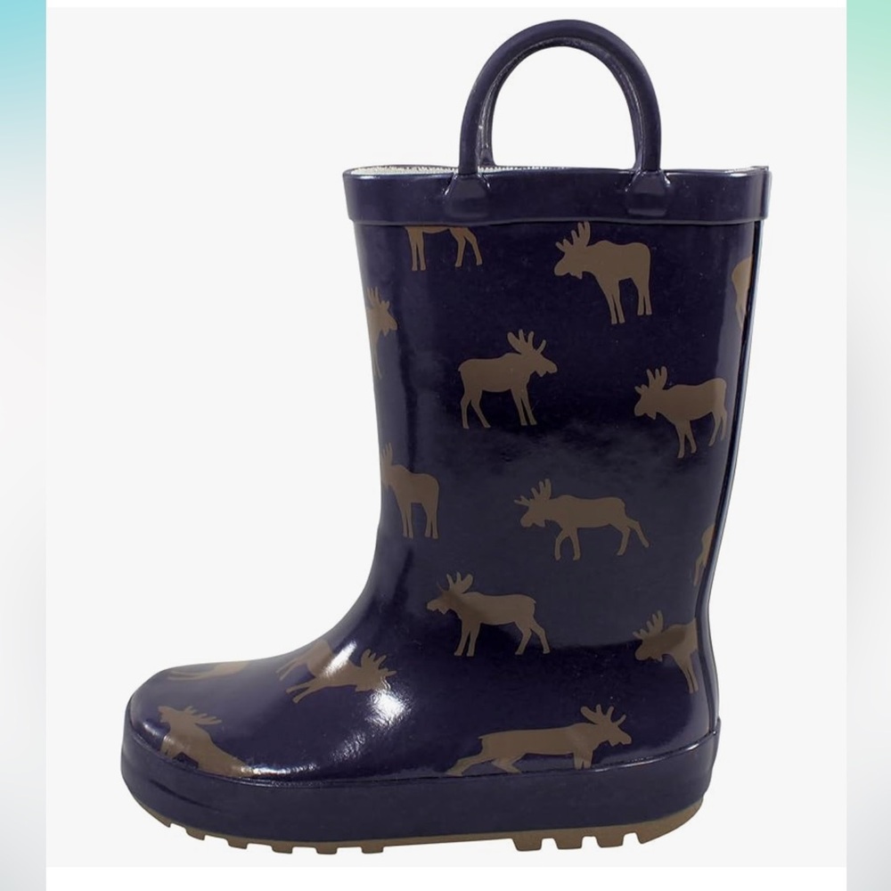 Hudson Baby Navy and Tan Kids Rain Boots